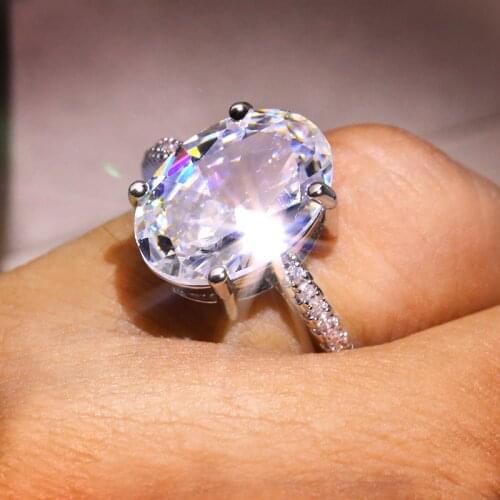 Luxury 100% 925 Sterling Silver Rings for Women Engagement Acessories Round Cubic Zirconia Jewelry Big Promotion