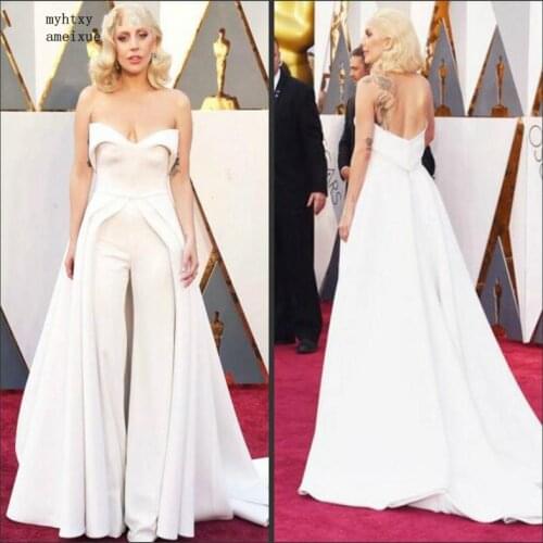 New Arrival White Jumpsuits Sexy evening Dresses Long 2020 Formal Dress Abiye Arabic Evening Dress Pants Avondjurk Evening Gown