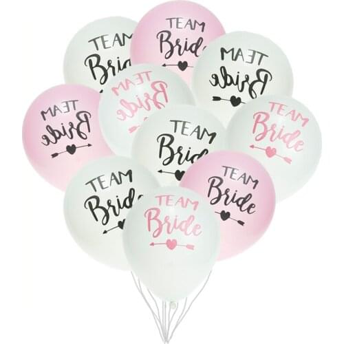 10pcs/lot Bridal team white pink yellow latex balloons wedding decoration valentines day bachelor party decoration bridal gift