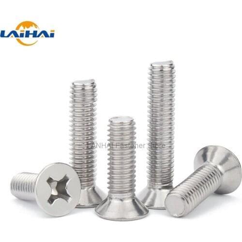 10pcs UNC 1/4-20 US Coarse Thread 304 A2-70 Stainless Steel Cross Recess Phillips Flat Countersunk Head Screw Bolt