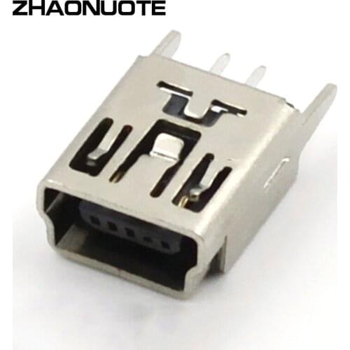 10pcs USB Connector 5Pin Core Data Cable Connector 180 - Degree Straight Mini Socket