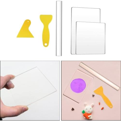 5pcs Acrylic Clay Roller Set Clay Shaper Ceramic Modelling Clay Cutter DIY Craft Making