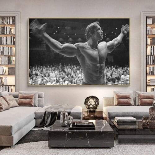Arnold Schwarzenegger Bodybuilding Motivational Art Canvas Poster Print Fitness Inspirational Picture for Room Wall Decor
