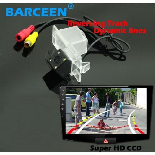 Auto car rear view camera bring 4 led and Dynamic track line glass lens 170 wide angle for SsangYong Actyon Korando Rexton