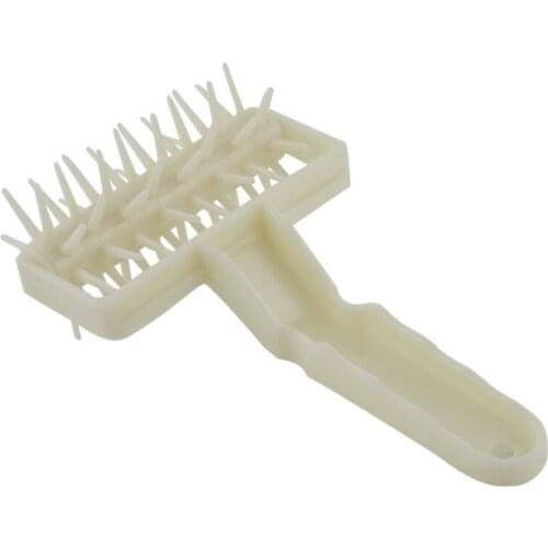 White Plastic 64 Spikes Pastry Dough Roller 7.8" Long