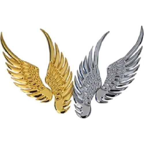 10pair 3D dimensional Alloy Metal car stickers Angel Hawk Wings Emblem Badge Decal Car Logo Sticker golden silver color optional