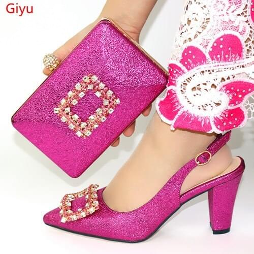 Doershow fashion Italian Shoes With Matching Bags African Women Shoes and Bags Set For Prom Party Summer Sandal!HYT1-3
