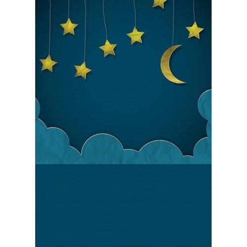 LIFE MAGIC BOX Newborn Backdrops Moon Stars Blue Backgrounds For Photo Studio