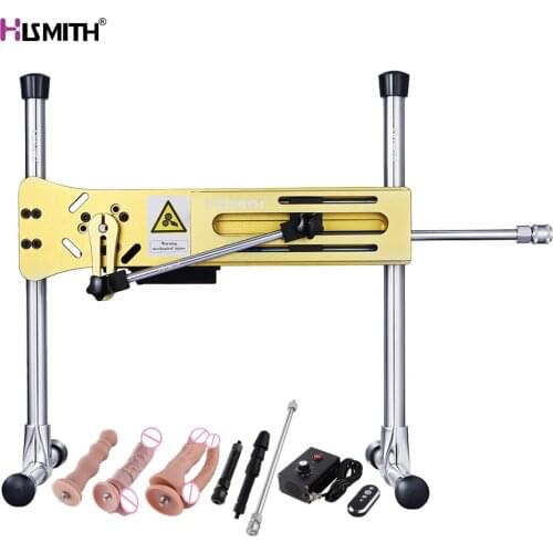 Hismith Premium Sex Machine Intelligent APP 100W Motor Power Double Head Silicone Dildo Gold Color Metal Love Machine for Women