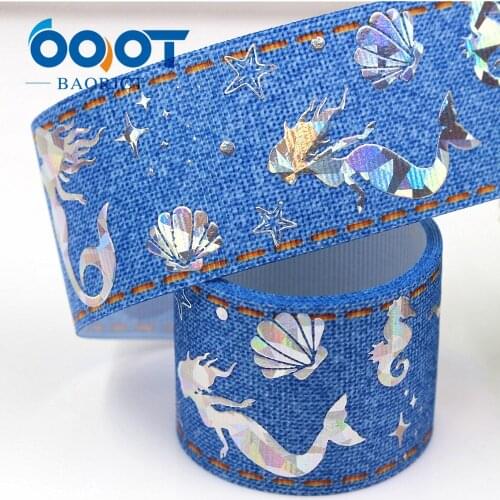 1-1/2'' 38mm Mermaid girl Silver foil printed ribbon,10yrds DIY Hair Bow Wedding Festival Home Party Birthday Decorations