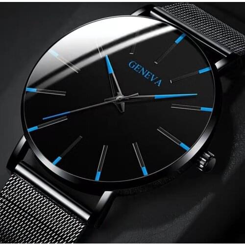 Best-selling 2021 Minimalist Mens Fashion Ultra Thin Watches Simple Men Business Stainless Steel Mesh Belt Quartz Watch