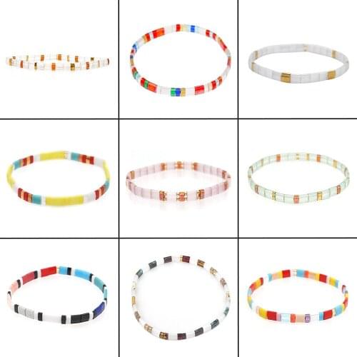 TIla Bead Woven Rainbow Beaded Small Bracelet Female Bohemian Resort Beach Style Fashion Multi-layered Wear Jewelry bracelets