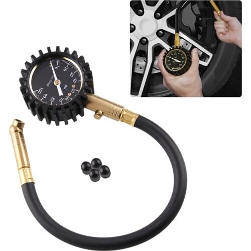Heavy Duty Tire Pressure Gauge with Large 2 Inch Glow Dial, Low - High Air Pressure Tire Gauge for Motorcycle/Car/Truck Tires