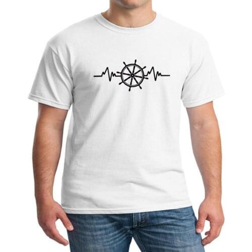 Fashion Harajuku T Shirt Harajuku Men Summer Style TShirt Heartbeat Sailing Boat Yacht Captain Owner Tops Leisure Fitness Tees