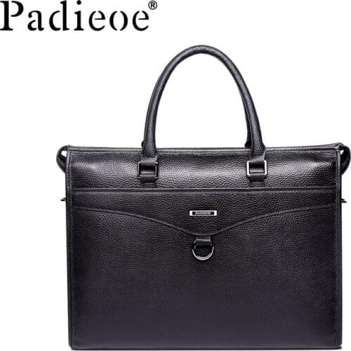 Padieoe men bag briefcase genuine leather computer bag messenger handbag purses jobs