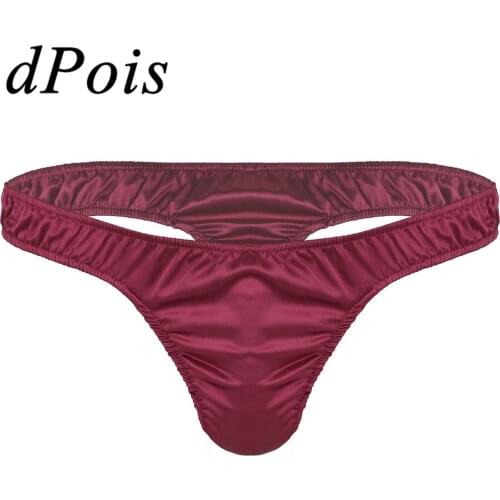 DPOIS Sexy Men Underwear Man Shiny Lingerie High Cut Low Rise Bikini Briefs Thong Mens Gay Underpants Sissy Pouch Panties