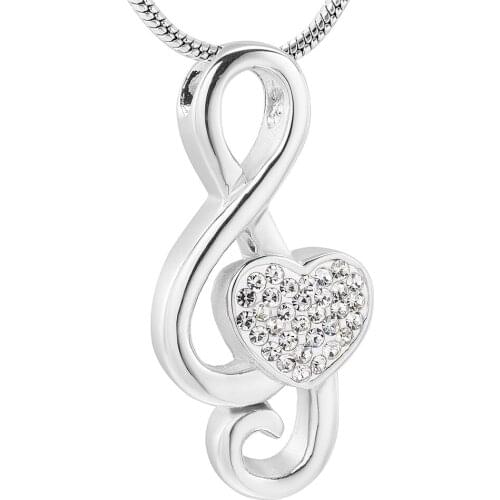 Music Note Cremation Pendant 316L Stainless Steel Musical Funeral Urn Necklace Keepsake Jewelry for Women Memorial Urn