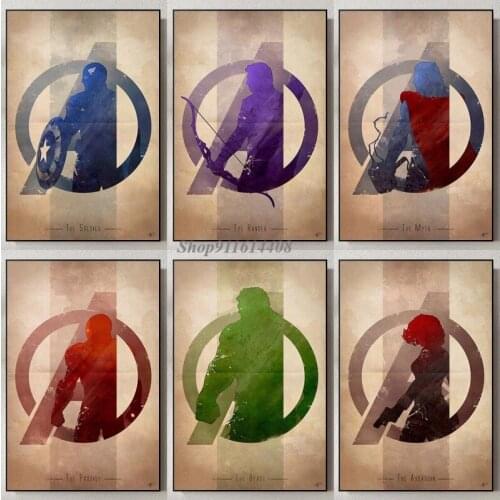Retro Marvel Avengers Wall Art Canvas Painting Print Superhero Captain America Posters for Living Room Home Wall Decor Pictures