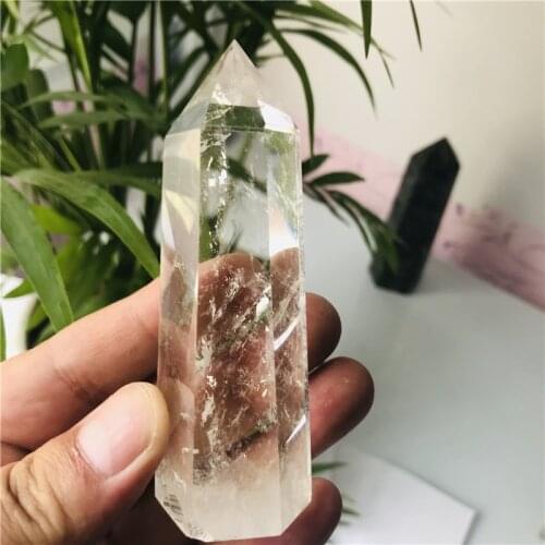Natural Crystal Transparency Quartz Point Healing Stone Hexagonal Prisms 70-80mm Obelisk Wand Treatment Stone Home Decor