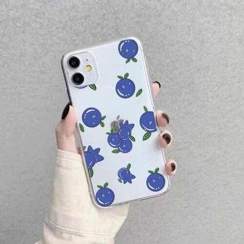 Small Berry Blueberry Fruit Clear Phone Case For iPhone 6s 7 8 SE Plus SE 2020 12 11 Pro Max X XR XS MAX Soft Transparent Covers