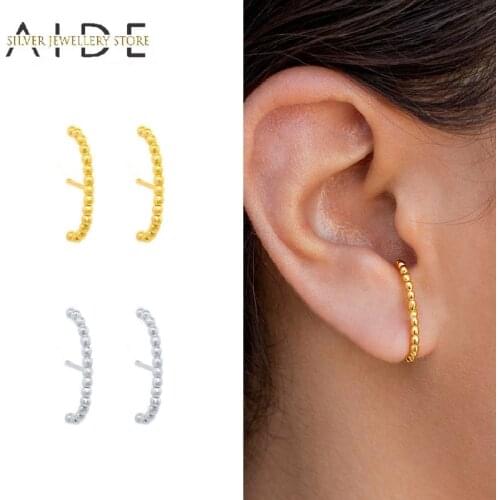 AIDE Fashion Small Beads Stud Earrings For Women Minimalism INS Line Row Piercing Earings Fine Jewelry pendientes plata 925