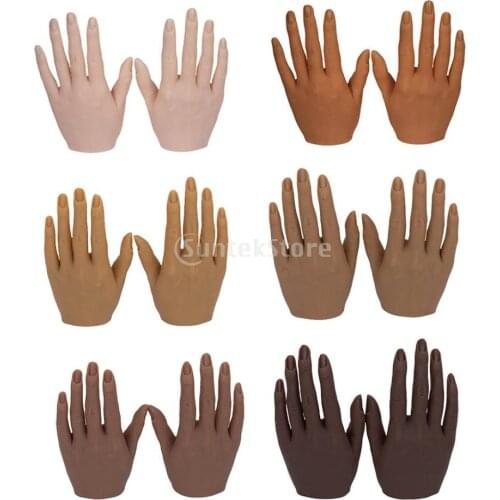 Silicone Practice Hands For Nails Lifesize Mannequin Female Model Display Hands False Nail Finger Nail Art Training Faux Hand