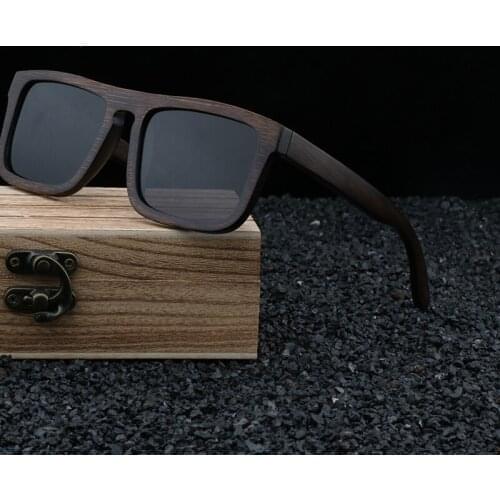 New Natural Bamboo Wood Sun Glasses Vintage Polarized Sunglasses for Female Men Retro Designer Square Frame High Standard