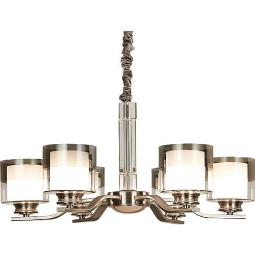 Modern Nickel Metal Led Chandeliers Lighting Living Room Crystal Pendant Chandelier Lamp Dining Room Hanging Lights FixturesWF