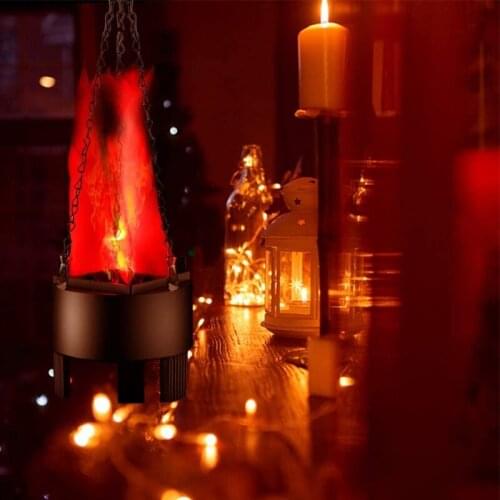 Halloween Electric Simulation Flame LED Hanging Light 3D Artificial Fire Realistic Bonfire Brazier Lamp Prop Christmas Holiday