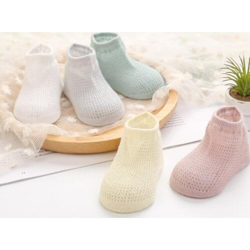 5 Pair/Lot Cotton Mesh Socks For Children Girls Thin Breathable Candy Color Socks 2021 New Baby Summer Short Socks