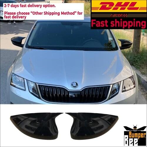 Mirror Cover for Skoda Octavia 2013 2014 2015 2016 2017 2018 2019 Accessory Bright Black BATMAN Case CAR Shield