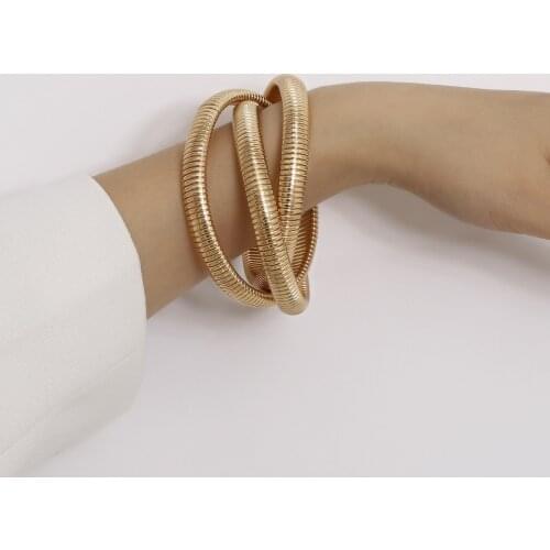 Gold Color Snake Chains Spiral Twist Bracelets for Women Punk Style 2020 Fashion Jewelry Ladies Hand Chain Bracelet New Simple