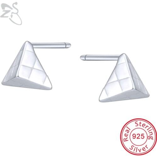 ZS 1 Pair Fashion Triangle Cone Ear Stud Earrings 925 Sterling Silver Stud Earrings Gifts For Women Geometric Pendientes Mujer