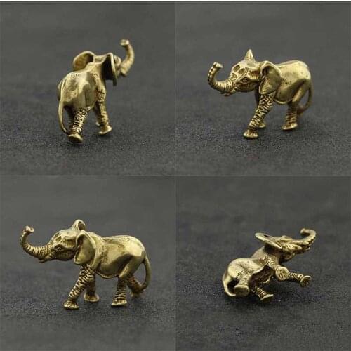 1Pc Vintage Solid Brass Elephant Figurine Ornament Home Decoration Gifts