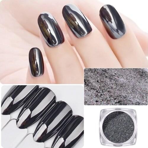 Artlalic 1pc High Quality Magic Mirror Powder Nail Glitter 1g Aurora Shining Pure Black Color Manicure Nail Art Decorations