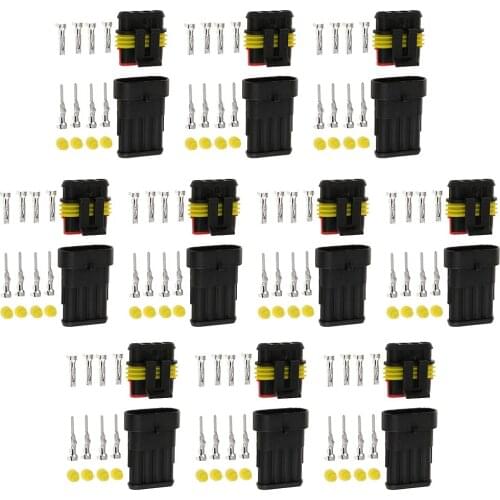 10 Kit 4-Pin Way Sealed Waterproof Electrical Wire Connector Plug Terminal