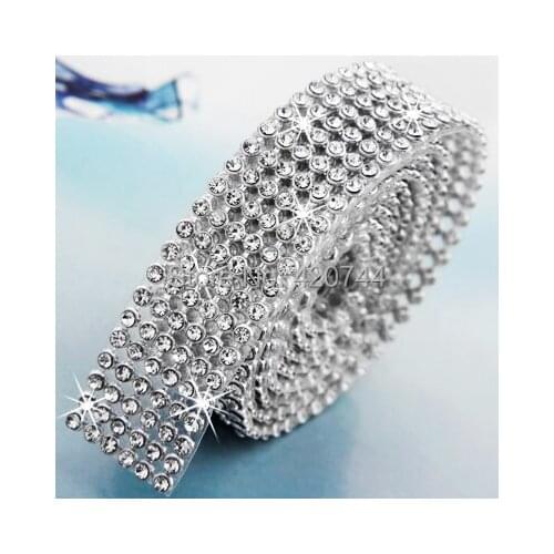 10Pcs/Lot Free shipping Crystal Rhinestone Diamante Rope Ribbon Chain 1m 0.79" CHIC