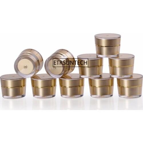 100pcs 5g Gold Empty Refillable Cream Acrylic Jar Plastic Cosmetic Packaging Bottle for Makeup Product F3204