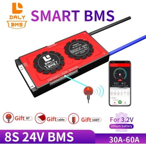 18650 BMS PCM Battery LiFePO4 8S 24V 40A 60A Protection Board With Balance For Battery Cell Pack RS485 function BT Free