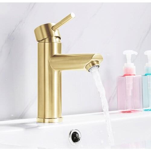 2021 Elyn High Quality Golden Color Bathroom Tap Hot And Cold Basin Mixer 304 Stainless Water Tap