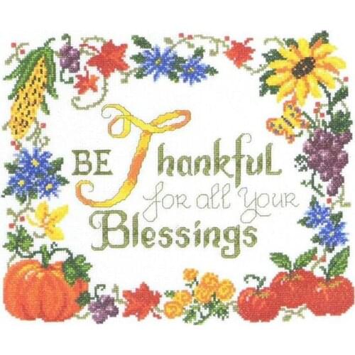 2021 Customize Embroidery Thankful Counted Cross Stitch Birth Record kits with 100% Cotton Floss & Free Shipping for Wall Decor