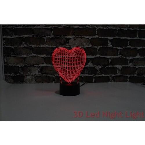 3D Vision Illusion Sweet Heart Artware Led Night Lights with FCC and RoHS Certificate YJM-2910
