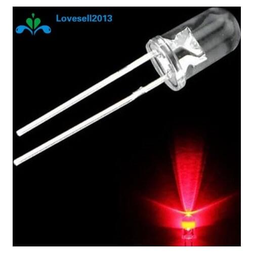 50PCS 5mm Round Red Water Clear LED Light Diodes Kit