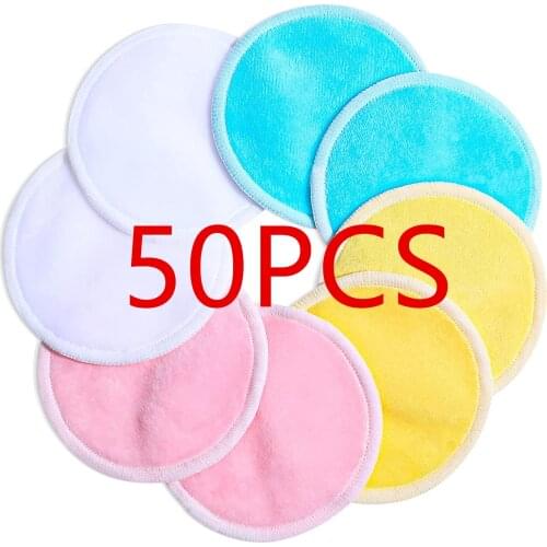 50 PCS Reusable Makeup Remover Pads Washable Bamboo Round Facial Makeup Removal Wipe Face Pad Cleansing Wipe Cloth for Skincare