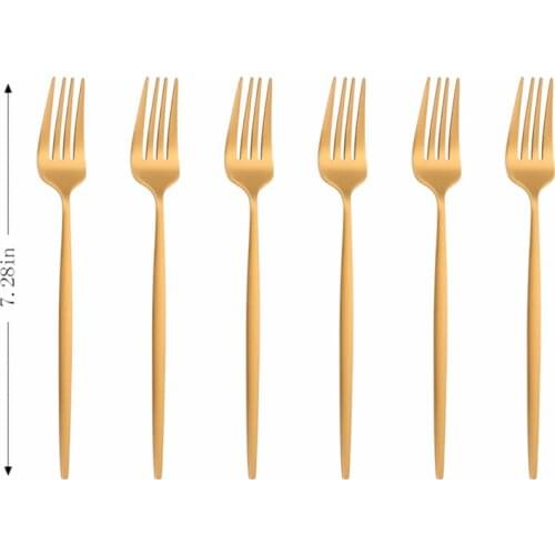 6Pcs Gold Stainless Steel Dinnerware Matte Black Dessert Fork Complete Cutlery Set Kitchen Tableware Silverware Set Eco Friendly