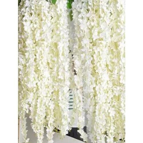 80"(200cm) Super Long Artificial Silk Flower Hydrangea Wisteria Garland For Garden Home Wedding Decoration Supplies 6 Colors