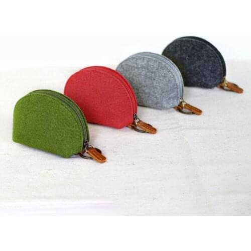 70PCS / LOT Coin Bag Unsex Coin Purse Zip Pure Colors Mini Coin Wallet Women Men Felt Pouch Shell Card Bag Wholesale