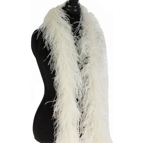 Free shipping 10 meters/lot ivory color ostrich feather boa 5ply Burlesque fancy dress 2meter/pc