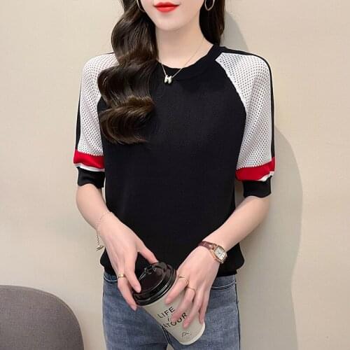 BOBOKATEER Knitted T Shirt Women Clothes Poleras Mujer Haut Femme Elegant Woman Tshirts T-shirty Damskie O-Neck Tee Shirt 2021