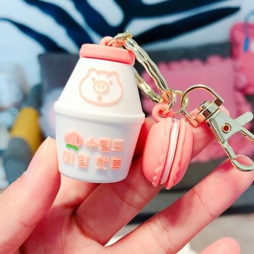 Kawaii Peach Milk Bottle Keychain For Airpods pro Case Cute Cartoon Keyring Charms For Airpods 2 Protective Cover Accessories